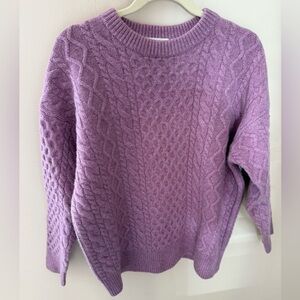 DEMYLEE Cable Knit 100% Wool Fisherman Sweater purple size S